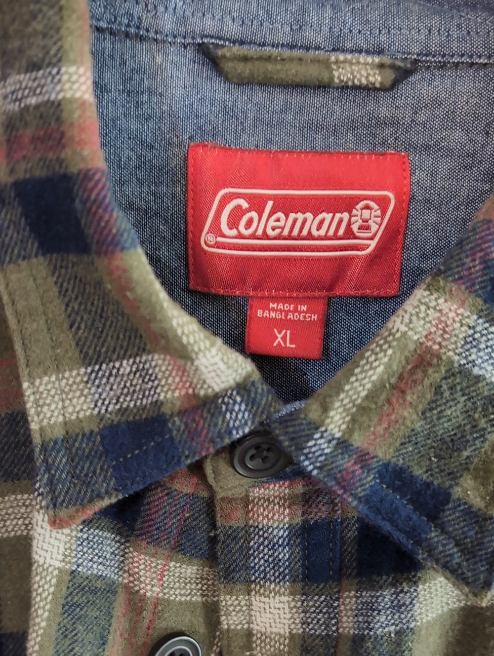Coleman Olive Green and Navy Plaid Flannel Shirt Jacket